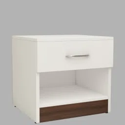 crystal furnitech Grace Bedside Table in Mist White Finish with Drawer image 4