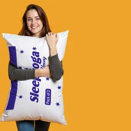 sleep yoga Polyester Fibre, Microfibre Sleeping Pillow Pack of 2 Solid image 4