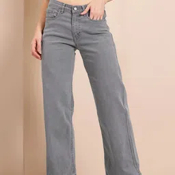 mast & harbour Women Loose Fit Mid Rise Grey Jeans image 2