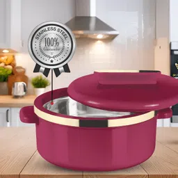sp siti plast Thermoware Marvel Insulated Casserole | Stainless Steel Inner| Maroon Thermoware Casserole image 3