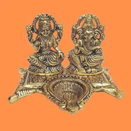 shri kaila maa art gallery Laxmi Ganesh Idol with Diya 12cm Decorative Showpiece - 12 cm image 5