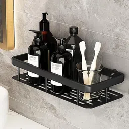 flashkitch Self-Adhesive Multipurpose Wall Mounted Bathroom Organiser Plastic Wall Shelf-picture-37