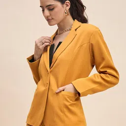 brinns Women Solid Single Breasted Formal Blazer image 3