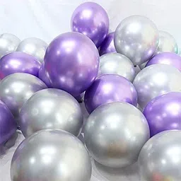 hardatar Solid 10 Pcs Purple, Silver Metallic Chrome Balloons for Birthdays, Anniversaries , Weddings, Functions and Party Occasion Balloon image 2