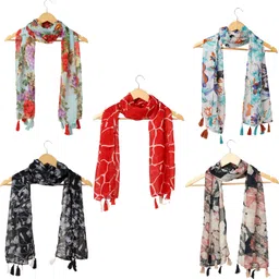 riddle needle Printed Chiffon Women Multicolor Scarf, Stole, Fancy Scarf-picture-17