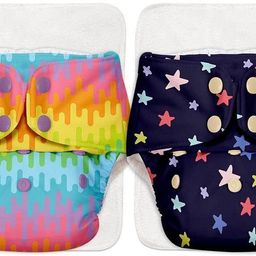 superbottoms Basic Pack of 2-2 Certified Soft Fleece Lined Pocket Diapers with 2 Inserts with Snaps (Assorted)-picture-17