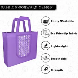 homestic Pack of 6 Smile Foldable Grocery/Shopping Bags For Women | Black Yellow & Purple Pack of 6 Grocery Bags image 5