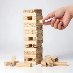 homentra 54 Pcs Wooden Number Block Stacking Tower Game with Dice for Kids & Adults-picture-24