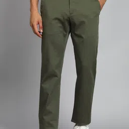 allen solly Men Regular Fit Green Cotton Blend Trousers image 1