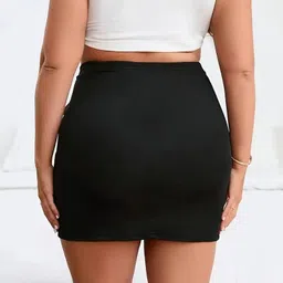 woo thing Women Solid Pencil Black Skirt image 2