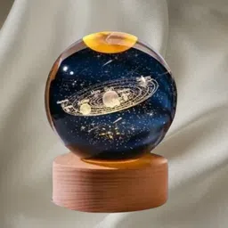 univwersae 3D Space Galaxy Crystal Ball Night Lamp with Wooden Base | LED Table Light Study Lamp-picture-43