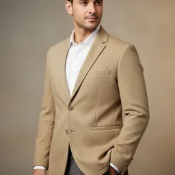 cjc Men Solid Single Breasted Casual Blazer image 1