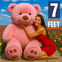 totsywotsy 7 Feet Teddy Bear for Kids Gift | Big Soft Plush Toy Pink Color - 213 cm image 1