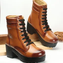 roadster . Lifestyle Co. Women Heeled Mid-Top Chunky Boots Boots For Women image 1