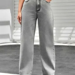 Women Relaxed Fit Mid Rise Grey Jeans-image-3