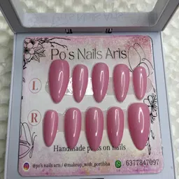 nailsart press_on nails handmade Pink almond shape-picture-15