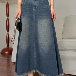 leriya fashion Women Solid Flared Dark Blue Skirt-picture-43