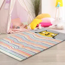 Multicolor Character Wool 3 ft x 5 ft Kids Carpet by Little Looms-image-85