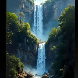 meclay arts Vastu Waterfall Frame Luxurious Painting Acrylic 14 inch x 10 inch Painting-picture-12