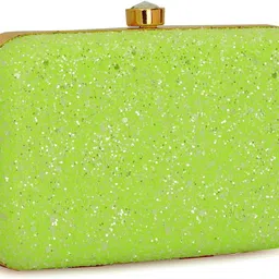 tooba handicraft Party Green, Multicolor Clutch image 2