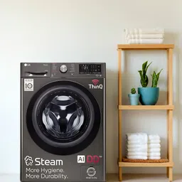 lg 9 kg Front Load Washer Dryer with AI Direct Drive Technology, Wi-Fi Enabled , Steam remove allergen & Turbo Wash Ready to Wear Clothes Fully Automatic Front Load with In-built Heater Black image 3