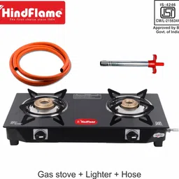 hindflame Surya Gas Stove Combo - 2B Pixel + 1 Ligher + 1 Hose pipe Glass Manual Gas Stove-picture-12