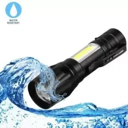 fghc Mini 2in1 Waterproof Laser LED Metal Body Rechargeable 3 Mode Zoomable Flashlight Torch Table Lamp COB Outdoor Lamp Search Light 9W USB Charging (6 Month Warranty) Torch image 2