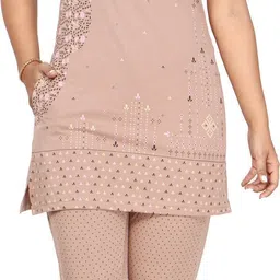 clint Women Night Suit Set Beige Printed-picture-27