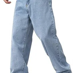 infinity corner Men Loose Fit High Rise Light Blue Jeans-picture-24