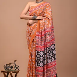 akshara fashion Printed Daily Wear Pure Cotton Saree image 3