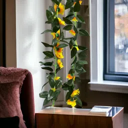 Vines with Sunflower Green Leaves,Garland Hanging for Wedding, Wall, Party Yellow Sunflower Artificial Flower-image-7