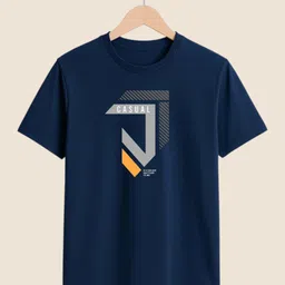magneto Men Printed Crew Neck Pure Cotton Navy Blue T-Shirt-picture-23