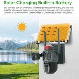 OneXsale 12MP 4g Solar 3 Lens CCTV Camera Night Vision IP66 Weatherproof Motion Tracking Security Camera image 2