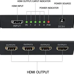TERABYTE HDMI Splitter 1 in 4 out Power Signal Amplifier Audio Splitter HD Converter Media Streaming Device image 5