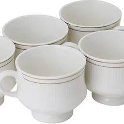 masaki Pack of 6 Bone China Bone China Bone China Tea Cups Set of 6 | Coffee Mugs for Home Office (White) image 3