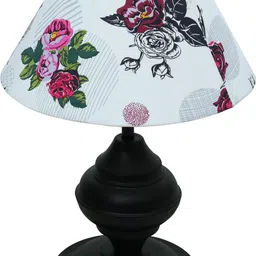 homesake Black Metal Table Lamp with Fabric Shade, B22 holder, Urn, White Star Table Lamp image 5