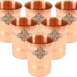 indianartvilla (Pack of 6) Pure Copper Small Glass Tumbler 150 ML for use Home Hotel Restaurant Good Health Benefit Yoga Ayurveda, Set of 6 Glass Water/Juice Glass-picture-24