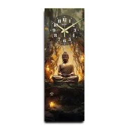 olive tree Multicolour Rectangle 24 Inches Wooden Wall Clock (Buddha) image 5