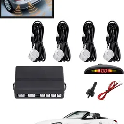 maties 4Pcs White Reverse Parking Sound Warning sensor for car Protection-328 Car Reverse Parking White 4 Sensor With LED Display/Buzzer -328 Parking Sensor-picture-45