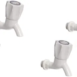 shreenik Polo White PVC Short Body Bibcock, Water Tap for Kitchen -(1/2", 15 mm)_4 pis Bib Tap Faucet-picture-13