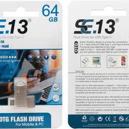 SE.13 64GB OTG PENDRIVE TYPE-C 64 OTG Drive Compatible with Mobile, Laptop USB 2.0 Metal Case-picture-22