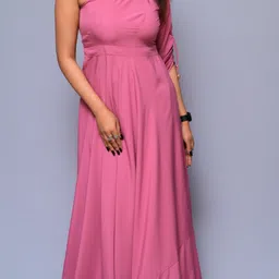 diyaz Women Fit and Flare Pink Maxi/Full Length Dress-picture-24