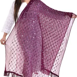 Chiffon Embroidered Maroon Women Dupatta-image-9