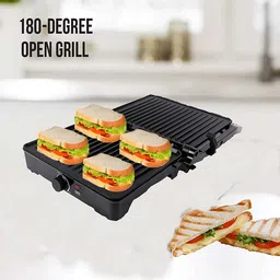 homeberg by homeberg Non-Stick Cooking Surface 4 Slice Tandoor & Grill Maker 2000W -HSG737 Open Grill image 2