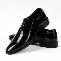 Patent Leather Black Lace-Up Office Party Wear Shine Formal Shoes For Men Oxford For Men-image-3