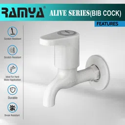 ramya Ailve Bib Cock Tap PTMT Heavy Plastic Faucet With Flange Superior Plastic Heavy Duty Bib Tap Faucet image 2