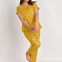 style heaven Women Top & Pyjama Set Yellow Printed image 4