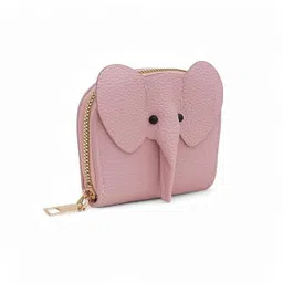 Women Casual Pink Artificial Leather Wrist Wallet-image-3