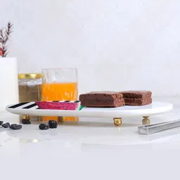 posh n plush White Oval Marble Watermelon (11 x 6 Inches)Appetizer Platter image 4