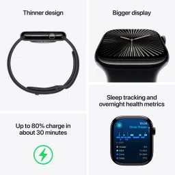 Apple Watch Series 10 GPS with Sport Band - M/L (42mm Retina LTPO3 OLED Display, Jet Black Case) image 3